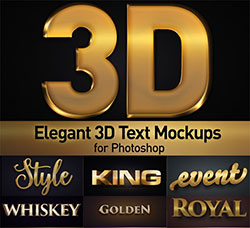 10个极品的3D金属字效模板：Elegant 3D Text Photoshop Mockups